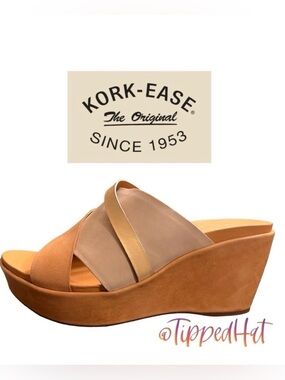 NWOB $149 Kork-Ease Addie Colorblock Wedge Slide Sandals
